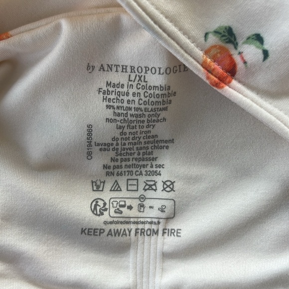 NWT Anthropologie: White Crop Top with Peach Print: Size L/XL - Picture 5 of 7